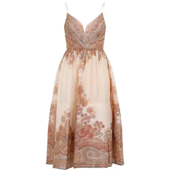 Zimmermann Illustration pleated printed linen and silk-blend organza midi dress - Picture 8 of 9